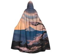 Japan Mount Fuji Landscape Print Halloween Hooded Cloak Cosplay Carnivals | 190cm Capes Stage Performances Masquerade Themed Ball Unisex Christmas