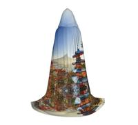 Japan Mount Fuji Landscape Print Halloween Hooded Cloak for Teenagers 35"-55" Halloween Robe Cape with Hood Medieval Cosplay Wizard Witch Costumes