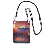Japan Mount Fuji Landscape Print Sling Bag For Men Women, Casual Mini Phone Purses, Anti-Theft Phone Bag, For Hiking Travel