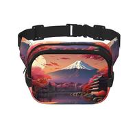 Japan Mount Fuji Landscape Print Waist Pack Square Waist Bag Workout Hiking Running Travel Gym Pretty Zipper Fashion