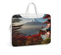 Japan Mount Fuji Landscape Printed Leather Shoulder Messenger Bag Briefcase for Men Women Travel Business Office Hangbag Laptop Pack Crossbody