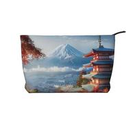 Japan Mount Fuji Landscape Prints Corduroy Makeup Bag for Women Girls, Spacious Travel Cosmetic Organiser for Make-up, Toiletries & Essentials