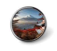 Japan Mount Fuji Landscape Round Lapel Pin Women's Novelty Buttons & Pins Metal Badge Cute Brooch Retro Pinback Badge Fashion Bag Pins for Hat Backpacks Tie Suit Wedding Party Accessory, Circular
