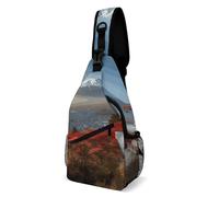 Japan Mount Fuji Landscape Sling Bag with Rfid Blocking Causal Mens Crossbody Bag Lightweight Chest Pack Large Man Purse Travel Crossbody Backpack Shoulder Sling Backpack for Hiking Running Cycling