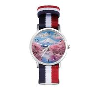 Japan Mount Fuji Landscape Sport Watch for Men Women Nylon Strap Wrist Watch Analog Quartz Watch