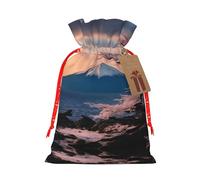 Japan Mount Fuji Scenery Print Christmas Drawstring Holiday Candy Bag Xmas Sacks Reusable Wrapping Bags Party Favor