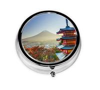 Japan Mount Print Round Pill Organizer 3 Compartment Pill Box Portable Medicine Pill Case for Outdoor Travel