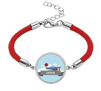 Japan Mount Red Sun Rail Train Temple Lucky Red String Bracelet Rope Bracelet Handmade