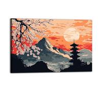 Japan & Mountain Canvas Wall Art 40x60cm Home Wall Decor (Framed) 1F#172