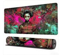 Japan Mouse Mat XXL 47.2x23.6x0.12 inch Large Gaming Mouse Pad Diva Desk Mat Stitched Edges, Washable Japanese Mousepad with Anti-Slip Rubber Base Computers Desk Pad for Laptop Office Decor, Model38