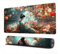 Japan Mouse Pad 1000 x 500 x 3 mm XXL Desk Mat Geisha Mouse Mat, Extended Japanese Mousepad, Large Desk Pad with Non-Slip Base and Stitched Edge Office Accessories for Home Gaming Work Laptop, Model79