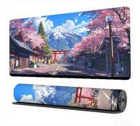 Japan Mouse Pad 1600 x 800 x 3 mm XXL Desk Mat Cherry Blossoms Mouse Mat, Extended Japanese Mousepad, Large Desk Pad with Non-Slip Base Stitched Edge for Home Computers Gaming Work Laptop, Model124