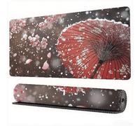 Japan Mouse Pad 1600 x 800 x 3 mm XXL Desk Mat Cherry Blossoms Mouse Mat, Extended Japanese Mousepad, Large Desk Pad with Non-Slip Base Stitched Edge for Home Computers Gaming Work Laptop, Model382