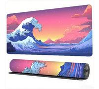 Japan Mouse Pad 700 x 300 x 3 mm XXL Desk Mat Ocean Waves Mouse Mat, Extended Japanese Mousepad, Large Desk Pad with Non-Slip Base and Stitched Edge Office Accessories for Gaming Work Laptop,Model373