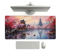 Japan Mouse Pad 800 x 400 x 3 mm Extended Large Mouse Mat, Keyboard Mousemat, Desk Mat Workspace with Anti-Slip Base & Anti-Fray Edges, Waterproof Desk Accessories for Work (Scenery_Duplicate) L-x6441