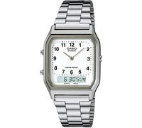 Casio Watch Vintage Retro Dual Time Roman Steel AQ-230A-7BMQ