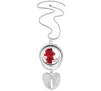 Japan Ninja Words Outline Illustration Pendant Angel Wings Rotating Necklace Jewelry