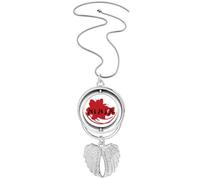 japan ninja words outline Pendant Angel Wings Rotating Necklace Jewelry