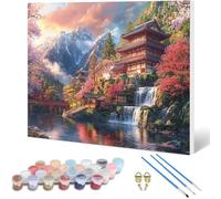 Japan Paint by Numbers for Adults, Architecture Painting by Numbers DIY Color Oil Painting Hobbies for Adults Women with Acrylic Paint Brush Set for Room Decor, Gifts for Women 32x24 Inch -hjw250107P