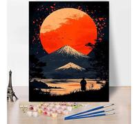 Japan Paint by Numbers for Adults, DIY Paint by Numbers Warrior, Canvas Oil Painting Kit with 3 Paintbrushes, Acrylic Pigment Drawing Paintwork for Gifts for Women 12x16 Inch Without Frame -XY124