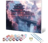 Japan Paint by Numbers for Adults, Landscape Painting by Numbers DIY Color Oil Painting Hobbies for Adults Women with Acrylic Paint Brush Set for Room Decor, Gifts for Women 80x60cm -hjw250109M