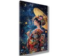 Japan Paint by Numbers for Children Beginners, Painting by Numbers for Kids 6-12, Easy DIY Color Canvas Oil Painting Kits with Acrylic Paint Brushes for Home Room Decor,16x40inch Woman,Frameless,902-W