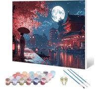 Japan Paint by Numbers Geisha Painting by Numbers for Adults Beginner DIY Digital Painting Hobbies for Adults Women with 3 Brush and Acrylic Paints Kit for Home Decor, Gifts 52x40inch -hjw25010UP