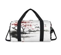 Japan Painting Theme Sport Duffel Bag with Shoes Compartment Overnight Weekender Bags Travel Gym Luggage Organizer for Women Men Kids Girls Boys