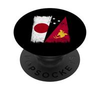 Japan Papua New Guinea Half Flag Japanese PNG Heritage PopSockets Adhesive PopGrip