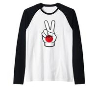 Japan Peace Sign Hand Patriotic Country Nippon Flag Raglan Baseball Tee