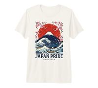 Japan Pride Mount Fuji Great Wave Cherry Blossom Ukiyo-e Premium T-Shirt