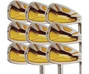Japan Pron Iron Mens Set or Single Golf Club,Chrome Finish,TRG22 Model, 4-P,A,Sw,Senior Flex,Graphite Shaft,Grip Mid,Plus Length,Pack of 9