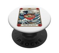 Japan Ramen Bowl Surfing Great Wave Off Kanagawa Tarot Card PopSockets Adhesive PopGrip