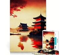 Japan Red Castle 1000 Piece Jigsaw Puzzles for Adults Unwind Game Snug Cut Playful Challenge Wall Accent (50x75cm)