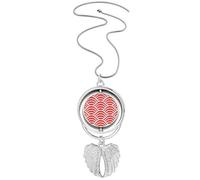 Japan Red White Waves Art Pendant Angel Wings Rotating Necklace Jewelry
