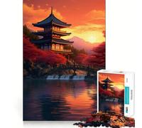 Japan River Bridge Nature Jigsaw Puzzles 1000 Pieces for Teenagers Anxiety Relief Precise Connection Fun Hobby Fine Art (38x52cm)