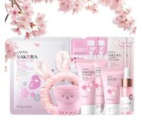 Japan Sakura Skincare Set-Skin Care Sets & Kits -12PCS Birthday Gifts for Women, Moms, Teenage Girls - Cherry Blossom Extract, Vitamin C, Niacinamide - Pamper Gifts for Her