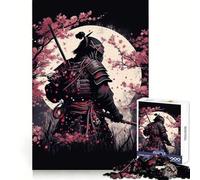 Japan Samurai Cherry 1000 Pieces Jigsaw Puzzles for Teenagers Anxiety Relief Clean Connection Fun Hobby Home Display (38x52cm)