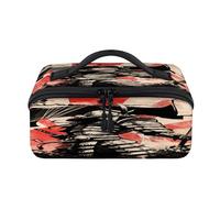 Japan Samurai Flag Travel Makeup Bag Portable Japan Waterproof Pouch Open Flat Toiletry Bags Toiletries Cosmetics Traveling Organizer for Women Men