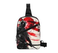 Japan Samurai Foldable Sling Bag for Men Women Water Resistant Chest Bag Japanese Flag Fanny Pack Crossbody Backpack for Travel Hiking Sports