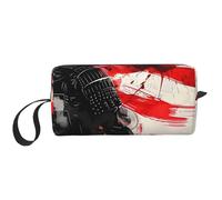 Japan Samurai Makeup Bag Water Resistant Travel Toiletry Organizer for Women Men Japanese Flag Cosmetic Storage Pouch with Zipper Portable Small Tool Bag