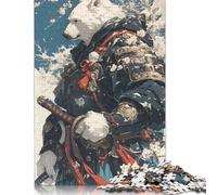 Japan Samurai Polar Bear Jigsaw Puzzles Puzzles for Adults Kids. 1000 Piece Whimsical Challenge Toy Educational Games Home Decoration for Educational Games Gifts 1000pcs (38x26cm)