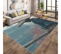Japan Samurai Rugs - Japanese Style Asian Oriental Area Rugs for Living Room Bedroom, Washable Non Slip Low Pile Large Carpet, Patterned Door Mat & Home Decor, 150x240cm QAZ25