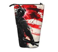 Japan Samurai Standing Pencil Case Japanese Flag Pen Pouch Holder Telescopic Pencil Bag Pop Up Cosmetics Bag Stationery Organizer for School Office Travel