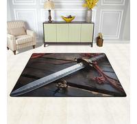 Japan Samurai Sword Area Rugs for Living Room Non-Slip Washable Rug Modern Floor Carpet Large Fuzzy Rugs Ultra Soft Plush Indoor Throw Carpet for Bedroom Dining Room Home Decor 72"x48"