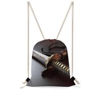 Japan Samurai Sword Drawstring Backpack for Women Men - 13.8"x19.7" Lightweight Cinch Bag Large Capacity Gym Drawstring Bag Aesthetic Sackpack Sports Backpack for Travel, Beach