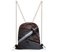 Japan Samurai Sword Drawstring Backpack Gym Bag Lightweight Sport Gym Sackpack for Beach, Travel, Yoga, Swimming