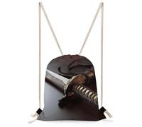 Japan Samurai Sword Drawstring Backpack Lightweight Sackpack Sport Gym Bag Cinch Sack for Basketball Yoga Beach