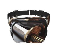 Japan Samurai Sword Fanny Pack for Men Women Fashion Running Waist Packs with 3 Zipper Pockets Waterproof Crossbody Belt Bag with Adjustable Strap Sports Hip Pack for Travel Wallet