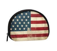 Japan Samurai Sword Mini Coin Purse Pouch Change Holder, Shell Shape Zip Around Wallet,Credit Card Holder for Women, Vintage American USA Flag, One Size, Classic